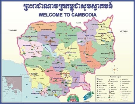 Детальная карта провинций Камбоджи