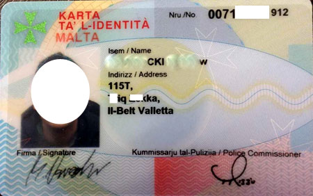 мальтийское удостоверение личности