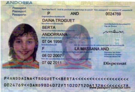 Паспорт гражданина Андорры