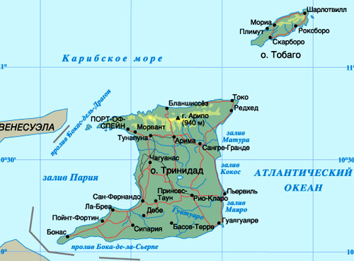 карта Тринидад и Тобаго