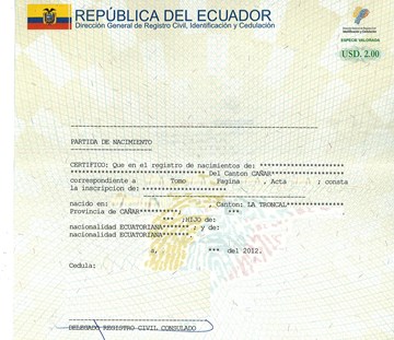 Свидетельство о браке в Эквадоре