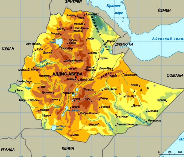 карта Эфиопии 