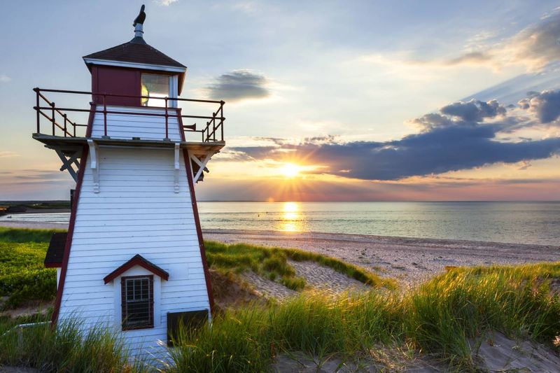 sunset at Covehead harbour lighthouse Prince Edward Island Canada 