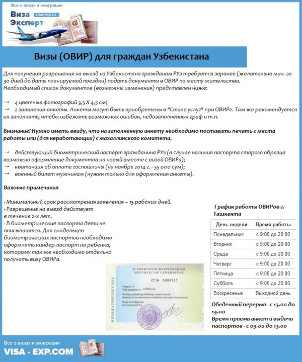 Визы (ОВИР) для граждан Узбекистана